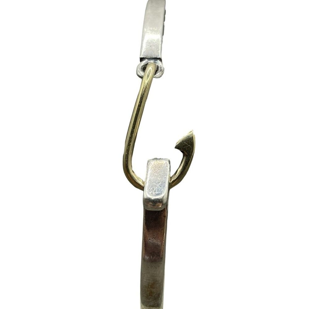 14K Gold & Sterling Silver Fish Hook Bangle Bracelet (27078)